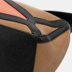 Pre Owned Loewe Brown Small Calfskin Graphic Puzzle Satchel