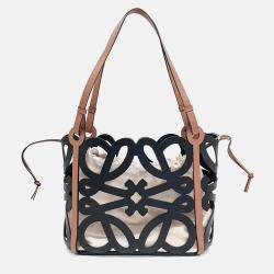 Pre Owned Loewe Leather Anagram Cutout Shoulder Bag