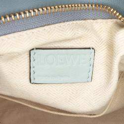 Pre Owned Loewe Blue Small Tricolor Calfskin Puzzle Satchel