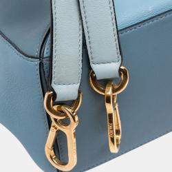 Pre Owned Loewe Blue Small Tricolor Calfskin Puzzle Satchel