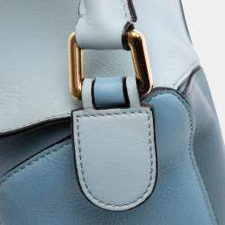 Pre Owned Loewe Blue Small Tricolor Calfskin Puzzle Satchel