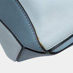 Pre Owned Loewe Blue Small Tricolor Calfskin Puzzle Satchel