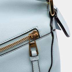 Pre Owned Loewe Blue Small Tricolor Calfskin Puzzle Satchel