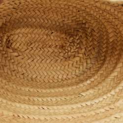 Pre Owned Loewe Beige/Brown Raffia and Leather Medium Basket Tote