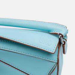 Pre Owned Loewe Blue Nano Calfskin Puzzle Satchel