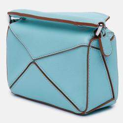Pre Owned Loewe Blue Nano Calfskin Puzzle Satchel