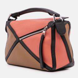 Pre Owned Loewe Brown Small Calfskin Graphic Puzzle Satchel