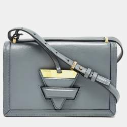 Pre Owned Loewe Light Blue Leather Barcelona Crossbody Bag