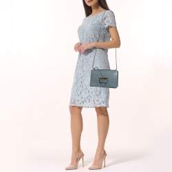 Pre Owned Loewe Light Blue Leather Barcelona Crossbody Bag