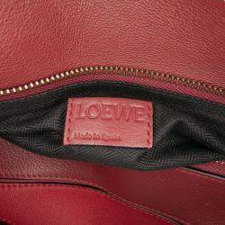 Pre Owned Loewe Red Medium Tricolor Calfskin Puzzle Satchel