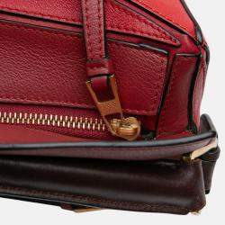 Pre Owned Loewe Red Medium Tricolor Calfskin Puzzle Satchel