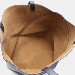 Pre Owned Loewe Puzzle Fold Large Navy Leather Tote Bag