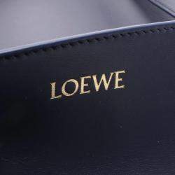 Pre Owned Loewe Puzzle Fold Large Navy Leather Tote Bag