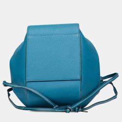 Pre Owned Loewe Blue Small Grained Calfskin Drawstring Hammock Bag