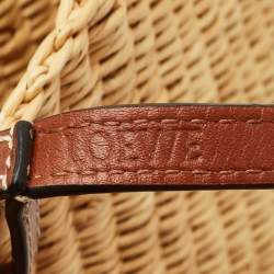 Pre Owned Loewe Natural/Tan Woven Raffia Shell Basket Bag