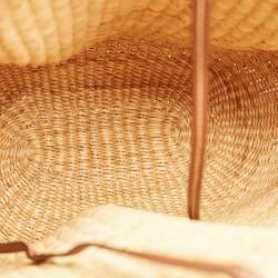 Pre Owned Loewe Natural/Tan Woven Raffia Shell Basket Bag
