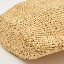 Pre Owned Loewe Natural/Tan Woven Raffia Shell Basket Bag