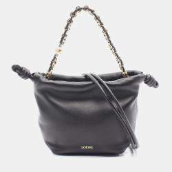 Pre Owned Loewe Flamenco Mini Black Leather Shoulder Bag
