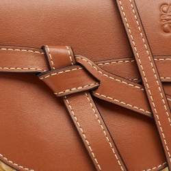 Pre Owned Loewe Beige/Tan Raffia and Leather Mini Gate Shoulder Bag