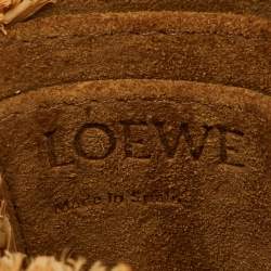 Pre Owned Loewe Beige/Tan Raffia and Leather Mini Gate Shoulder Bag