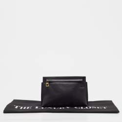 Pre Owned Loewe Black/Orange Leather and Patent Leather Anagram T Pouch