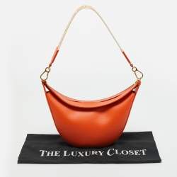 Pre Owned Loewe Orange Leather Luna Hobo