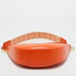 Pre Owned Loewe Orange Leather Luna Hobo