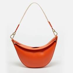 Pre Owned Loewe Orange Leather Luna Hobo