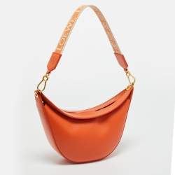 Pre Owned Loewe Orange Leather Luna Hobo