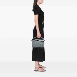 Pre Owned Loewe Blue Small Calfskin Puzzle Satchel