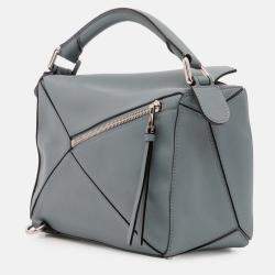 Pre Owned Loewe Blue Small Calfskin Puzzle Satchel