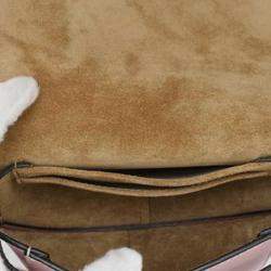 Pre Owned Loewe Brown Pink Mini Tricolor Leather Gate Crossbody