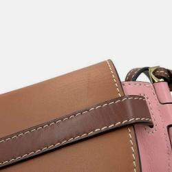 Pre Owned Loewe Brown Pink Mini Tricolor Leather Gate Crossbody