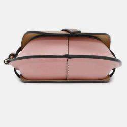 Pre Owned Loewe Brown Pink Mini Tricolor Leather Gate Crossbody