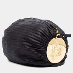 Pre Owned Loewe Black Pleated Nappa Bracelet Pouch