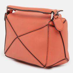 Pre Owned Loewe Orange Mini Calfskin Puzzle Satchel