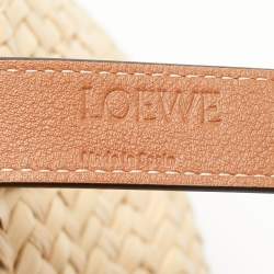 مملوكة مسبقًا Loewe Beige/Brown Raffia and Leather Small Basket Tote