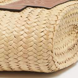 مملوكة مسبقًا Loewe Beige/Brown Raffia and Leather Small Basket Tote