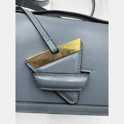 Pre Owned LOEWE Barcelona blue calf leather crossbody bag
