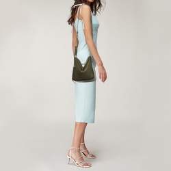Pre Owned Loewe Olive Green Leather Small Hammock Shoulder Bag