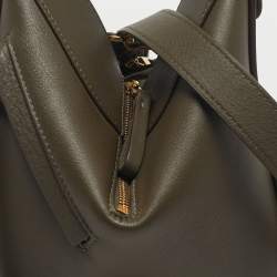 Pre Owned Loewe Olive Green Leather Small Hammock Shoulder Bag