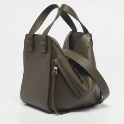 Pre Owned Loewe Olive Green Leather Small Hammock Shoulder Bag