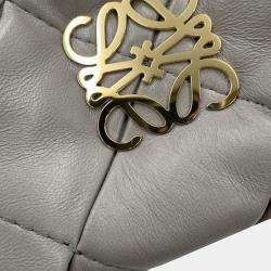 Pre Owned Loewe Grey Quilted Lambskin Goya Puffer Bag