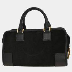 Pre Owned Loewe Black Suede Leather Amazona 28 Handbag