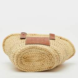 مملوكة مسبقًا Loewe Beige/Brown Raffia and Leather Bolso Small Basket Bag