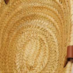 مملوكة مسبقًا Loewe Beige/Brown Raffia and Leather Bolso Small Basket Bag