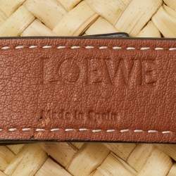 مملوكة مسبقًا Loewe Beige/Brown Raffia and Leather Bolso Small Basket Bag