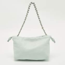 Pre Owned Loewe Mint Green Leather Medium Flamenco Bag