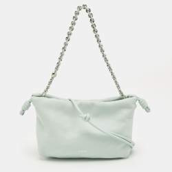 Pre Owned Loewe Mint Green Leather Medium Flamenco Bag