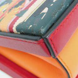 Pre Owned Loewe POSTAL Small Bag Leather Handbag Shoulder Bag Orange Red Color